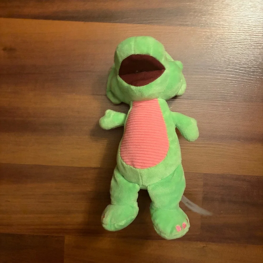 Barney baby bop Dinosaur Plush Toy Green Pink Ribbed Belly‎ Fisher Price 2024